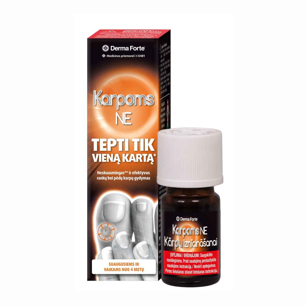 Efektyvi priemonė karpoms šalinti DERMA FORTE Karpoms NE, 2 ml
